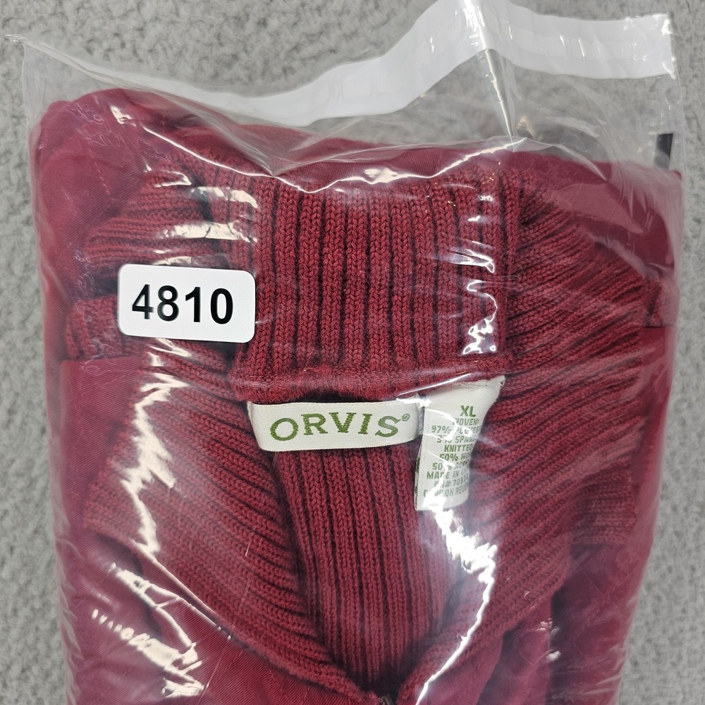 Orvis Jacket Womens XL Red Quilted Knit Wool Blend Full Zip Collared Sweater - Picture 10 of 10